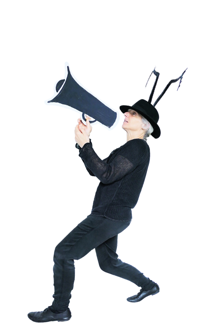 Insektenfrau mit Megaphon