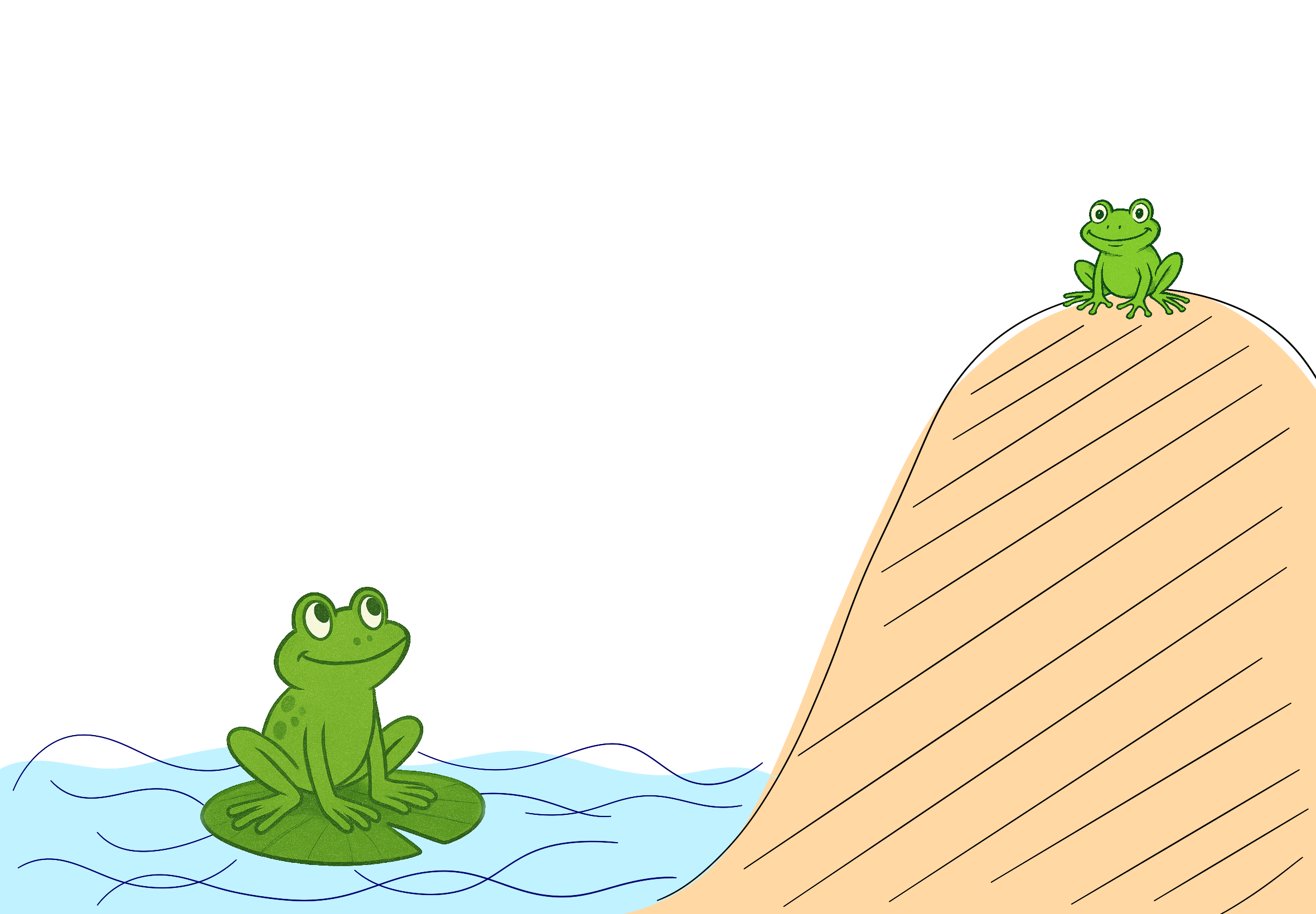 Grafik: Frosch auf Meeresniveau und Frosch auf hohem Berg