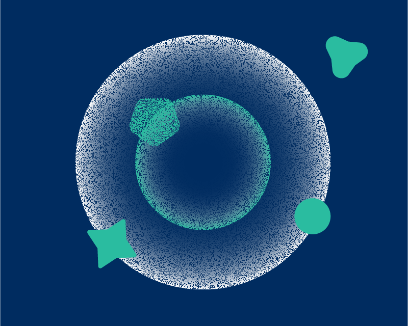 Das Bild zeigt eine abstrakte Darstellung eines kreisförmigen Systems.