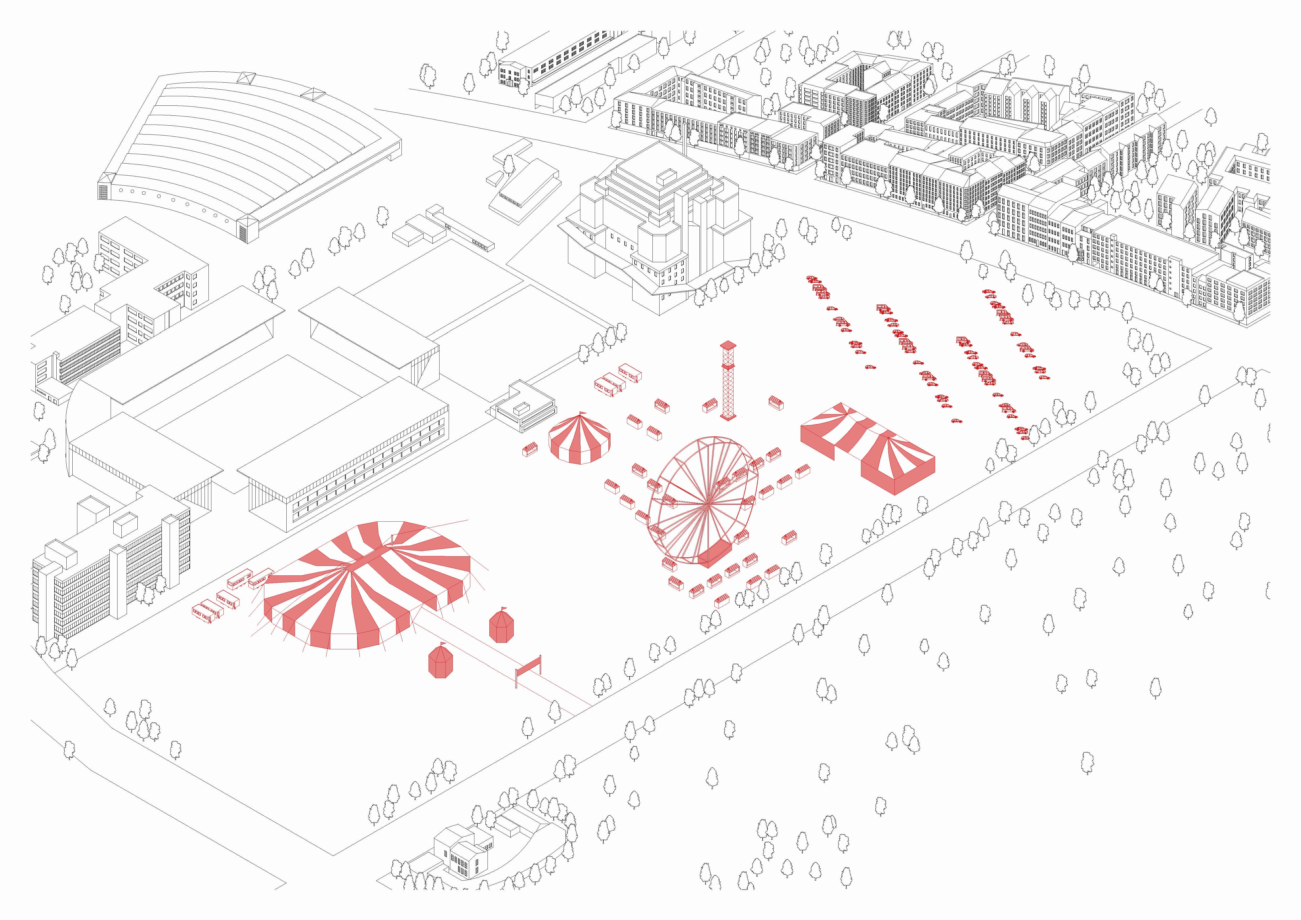 Axonometrie Heiligengeistfeld 