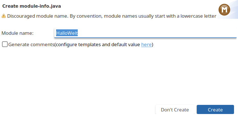 Dialog Modulinfo