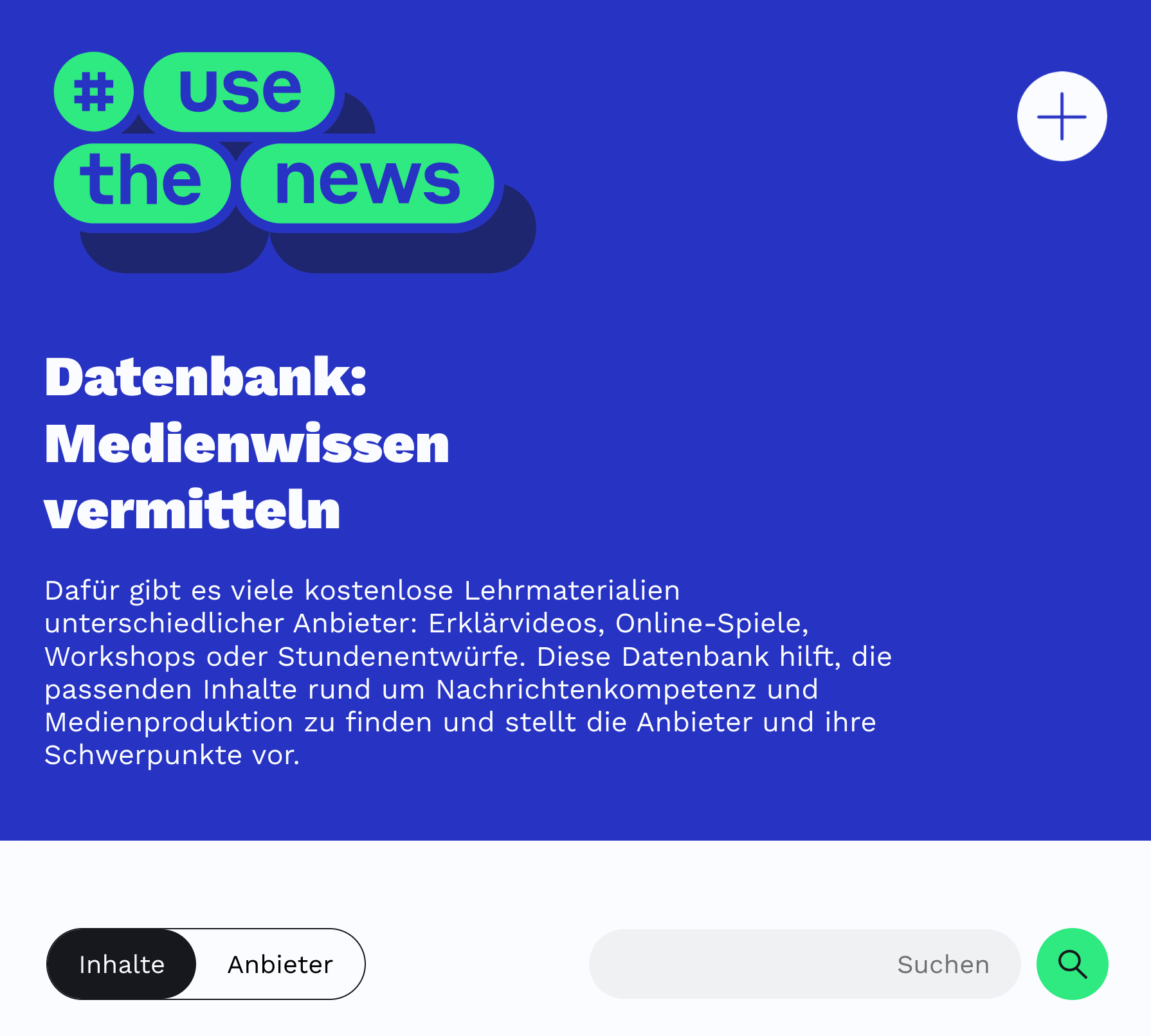 Datenbank für Lehrmaterialien zu Nachrichtenkompetenz und Medien (extern)