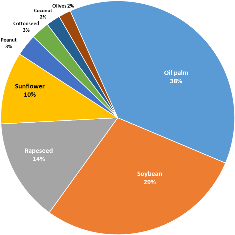 Pie chart on vegetable oil production