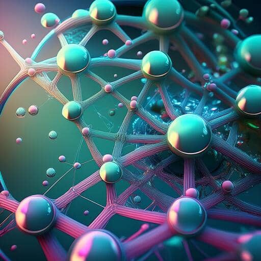 eulerian circles, networks, nodes as hyperrealistic, smooth colorful, iridescent bubbles, Colours green, tuquoise, pink